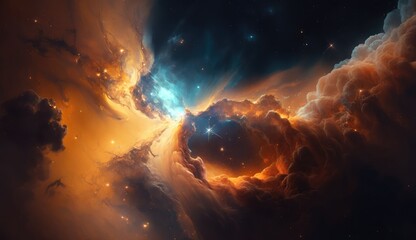 Wall Mural - beautiful space and nebula background made with generative ai
