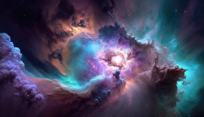 Wall Mural - beautiful space and nebula background made with generative ai