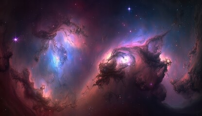 Wall Mural - beautiful space and nebula background made with generative ai