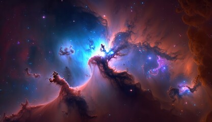 Wall Mural - beautiful space and nebula background made with generative ai
