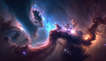 Wall Mural - beautiful space and nebula background made with generative ai