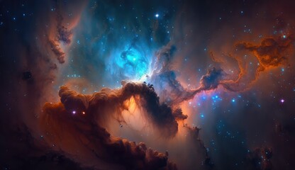 Wall Mural - beautiful space and nebula background made with generative ai