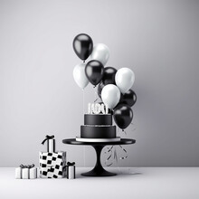 Black White Concept, Balloons Decoration By Generative AI.