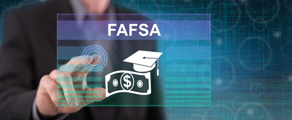 Wall Mural - Man touching a fafsa concept