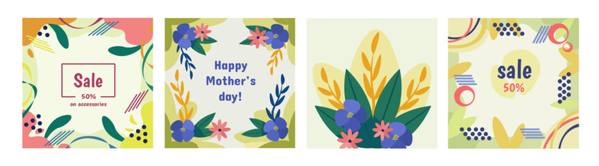 Wall Mural - mothers day sales banners set. collection of graphical elements. spring international holiday and fe