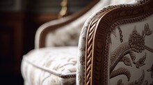 Close Up Furniture Element Detail Of Upholstery Sofa Trimming Fine Detail Design Home Interior Concept, Image Ai Generate