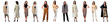 © muse studio - A lot of women in business stylish modern office clothes, full height, transparent background, png.