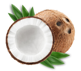 Wall Mural - coconut, isolated on white background, full depth of field
