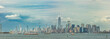 A view of Manhattan skyline with the one World Trade Center  from the Staten Island Ferry in New York City.