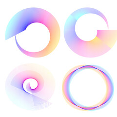 Wall Mural - Set design element circle. Isolated bold vector colors golden ring from. Abstract glow wavy stripes of many glittering swirl created using Blend Tool. Vector illustration EPS10 for your presentation