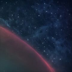 Wall Mural - planet in space - blue and black background - space background - Generative AI
