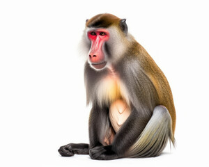 Wall Mural - photo of mandrill isolated on white background. Generative AI