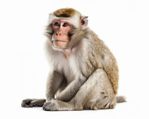 photo of macaque isolated on white background. Generative AI