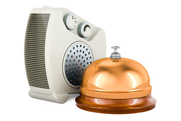 Canvas Print - Fan heater with reception bell. 3D rendering