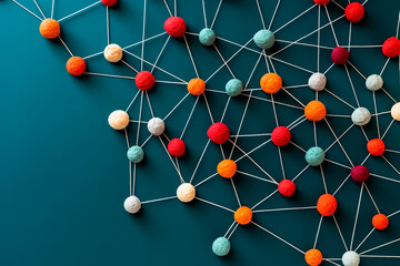Wall Mural - color abstract social network connections background concept. generative ai