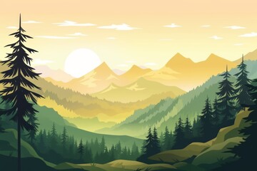 Wall Mural - Landscape with mountain and forest. Generative AI