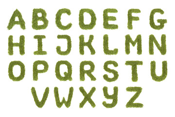 Wall Mural - Green font alphabet A-Z letters image in PNG isolated on transparent background