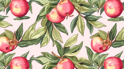 A Seamless pattern of peaches in watercolor was created - generative ai.