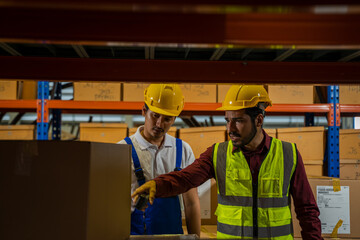 Aufkleber - Storehouse employee working and checking stock in modern automatic warehouse,Warehousing, Logistics in stock.
