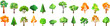 Set of abstract low poly tree icon. Geometric polygonal style. 3d low poly.
