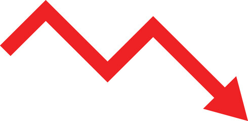 vector illustration of a red arrow trending down