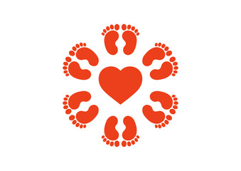 Sticker - vector footprint, foot heart drawing designs