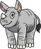 Fototapeta Dinusie - Mother Rhino Cartoon Colored Clipart Illustration