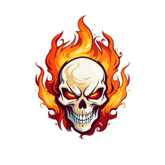 Sport and E-Sport Team Logo: Flaming Skull Mascot - Dynamic Illustration with Vector Graphics, Transparent Background PNG, Vector