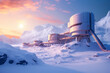 © Sunshower Shots - Antarctica research station concept, building, cold, winter, arctic. Generative AI