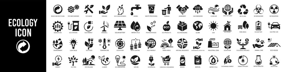 Vector Ecology and Industry Related icon set. icon related of ecology