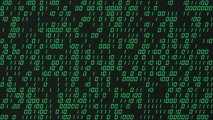 Digital binary computer code background 3D render