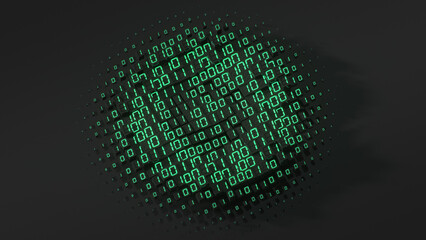 Digital binary computer code LED seven segment display 3D rendering