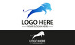 © Untung - Blue Color Luxury Lion Jumping Logo Design