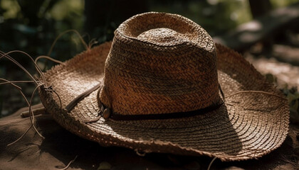 Sticker - Straw hats in nature, summer fashion statement generated by AI