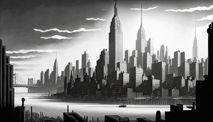 New York City skyline in year 1930 - Generative AI