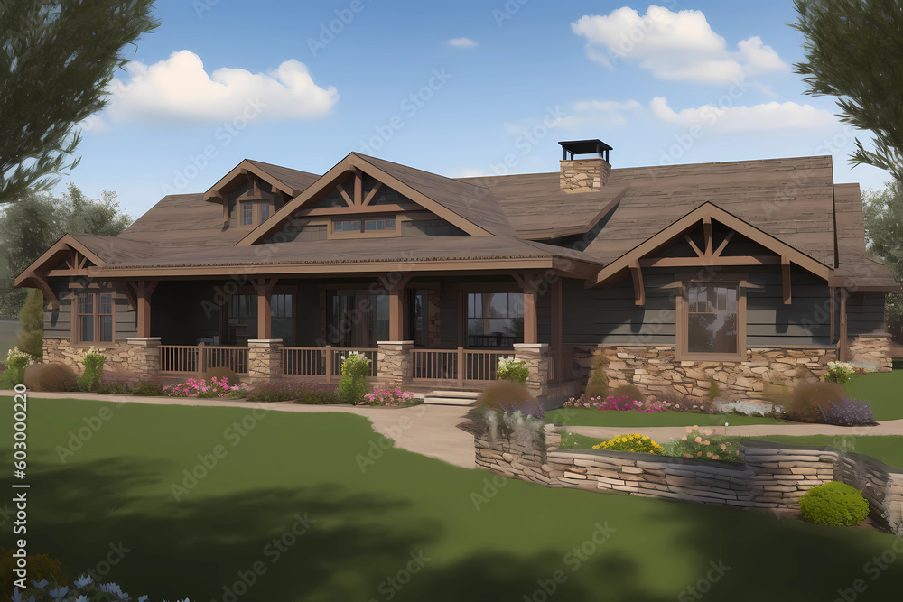 ภาพประกอบ Stock Ranch Style House - Originated in the United States in ...