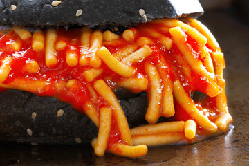 Poster - charcoal bun spaghetti sandwich