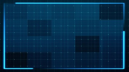 Wall Mural - motion graphic of blue data matrix simulation digital line and grid technology with futuristic hud s