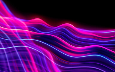 Wall Mural - neon multicolored waves on a dark background. bright, abstract, futuristic background.