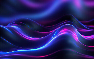 Wall Mural - neon multicolored waves on a dark background. bright, abstract, futuristic background.