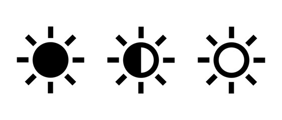 Contrast level vector icon set. Brightness control symbol