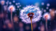 dandelion's fluff, ethereal beauty in soft focus macro shot, close up, Generative AI
