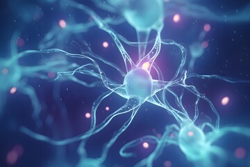 close up view of neuron cells transmitting a signal, ai tools generate image