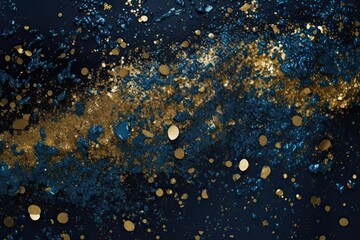 Wall Mural - Mesmerizing Navy Blue and Gold Glittering Nebula - Perfect Decoration to Illuminate Your Space: Generative AI