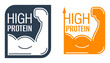 High Protein square badges for energetic nutrition