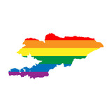 Fototapeta  - Kyrgyzstan country silhouette. Country map silhouette in rainbow colors of LGBT flag.