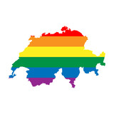 Fototapeta  - Switzerland country silhouette. Country map silhouette in rainbow colors of LGBT flag.