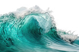 Beautiful turquoise sea natural wave on cutout PNG transparent background. Generative AI