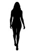 © curto - black and white silhouette of front view of a young girl walking on white background