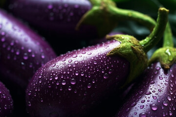 Poster - Fresh Eggplants. Ai generative